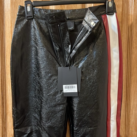 Cynthia Rowley Racing Stripe Black Vinyl Pants - Picture 6 of 8